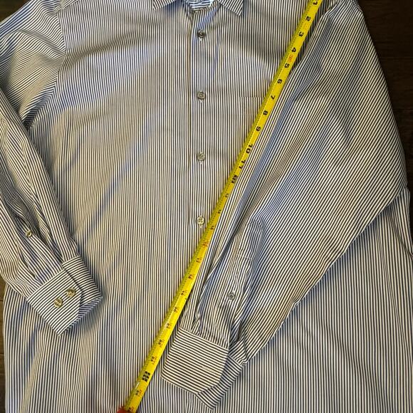 IKE BEHAR Blue White Brown Striped Button Down Shirt Size Large Men's Career - Picture 9 of 13